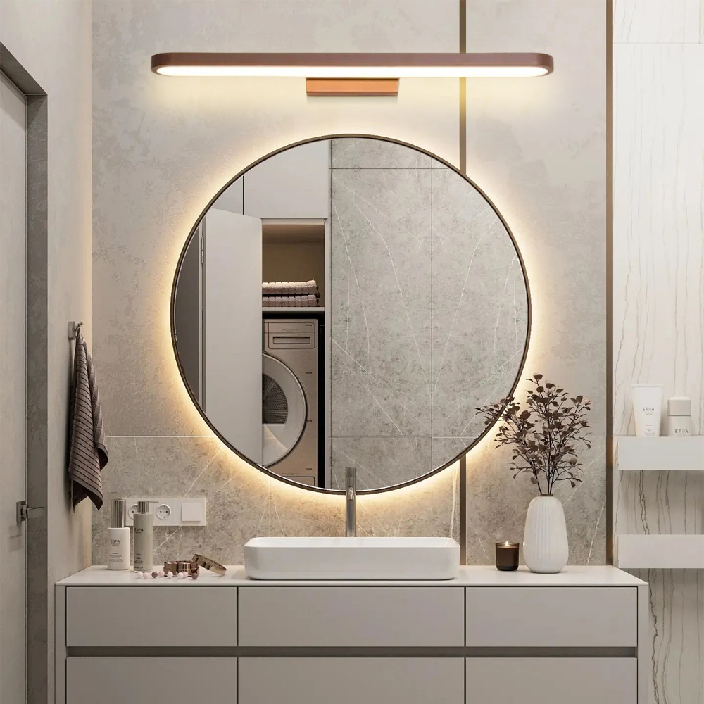 Modern Brown Wall Lamp Elliptical Bathroom-2