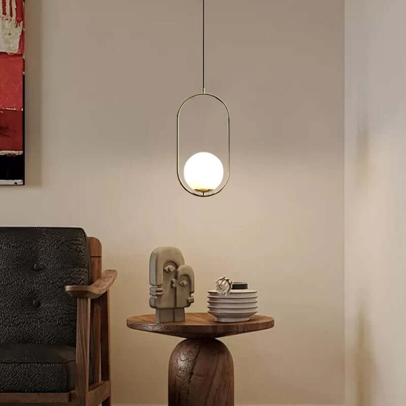  Modern Gold Oval Pendant Light for Living Room