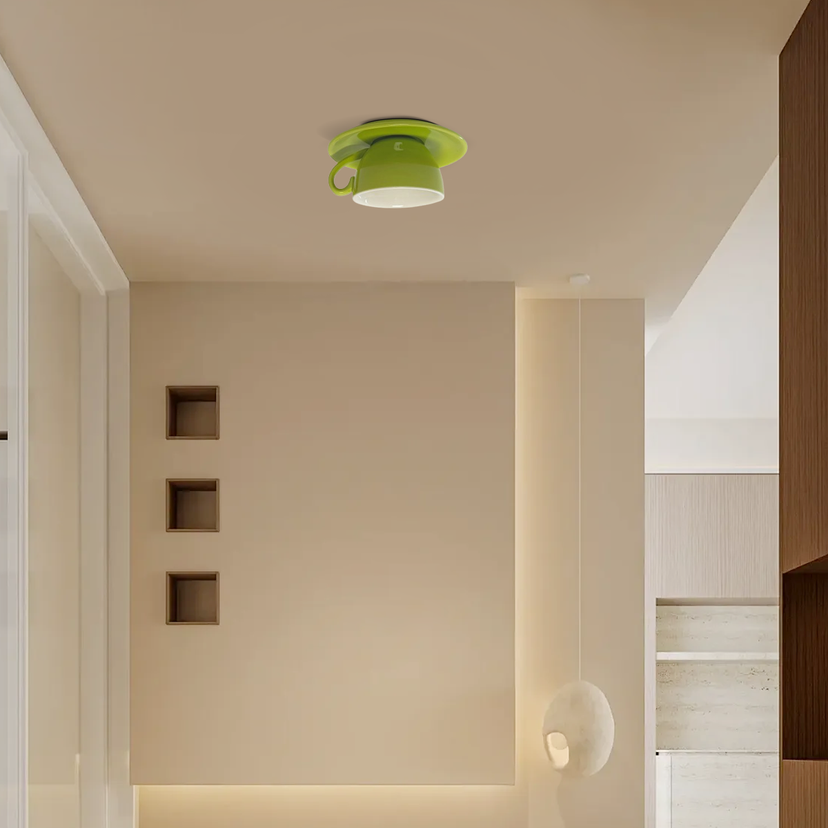 Vivara Art Deco Keramik-Deckenleuchte – 7 Farboptionen, Tassendesign fürs Schlafzimmer