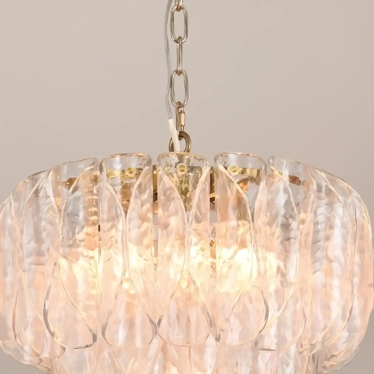 Excelis Luxury Chandelier --Textured Glass & Metal for Living Room