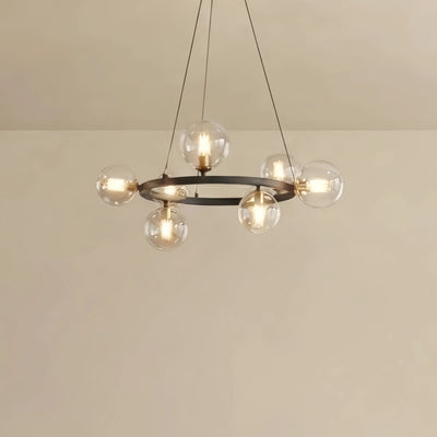 Nebula Art Deco Gold Chandelier - Metal Frame with Bubble Design for Living Room