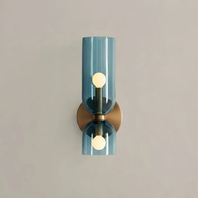 Vetro Modern Glass Wall Lamp - White/Blue/Gray Cylindrical Double Head for Bedroom
