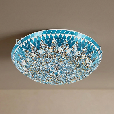 Mahara Mid-Century Ceiling Light - Blue Metal & Glass for Bedroom