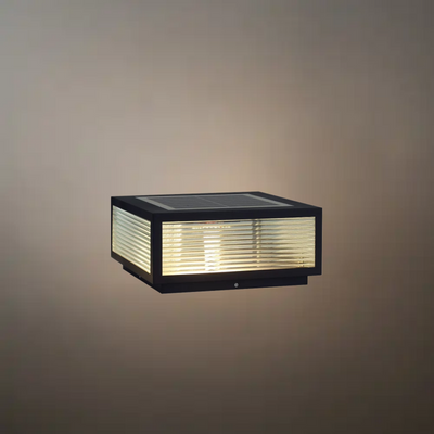 Moderne schwarze Solar-Säulenleuchte Irondale – Außenbeleuchtung für Eingangsbereich/Weg