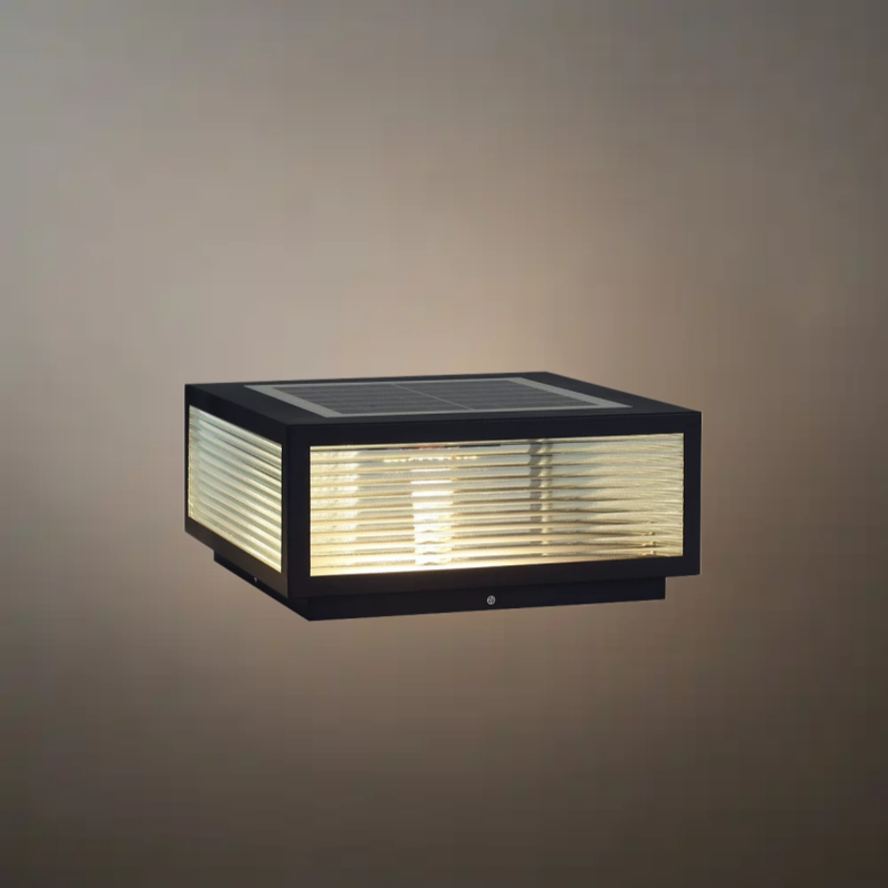 Moderne schwarze Solar-Säulenleuchte Irondale – Außenbeleuchtung für Eingangsbereich/Weg