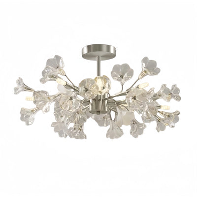 Velora Moderner Ast-Kronleuchter – Silber Kupfer Glas Blume für Wohnzimmer / Schlafzimmer