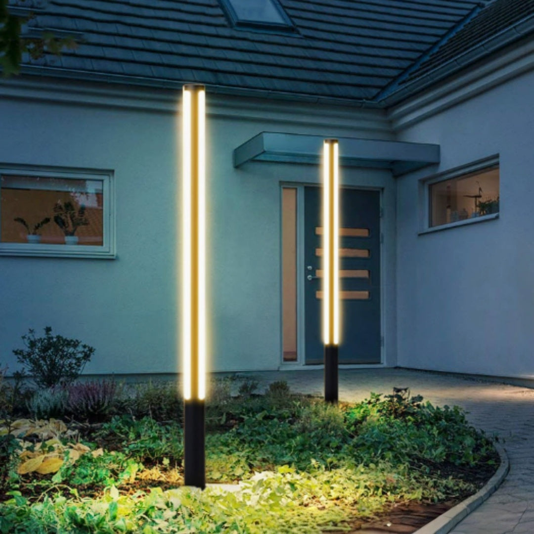 Irondale Industrielle Außenwegleuchte – Schwarzes, zylindrisches Metalldesign für den Innenhof
