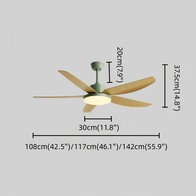Sandora Modern Ceiling Fan Light -- Walnut Wood Green for Bedroom