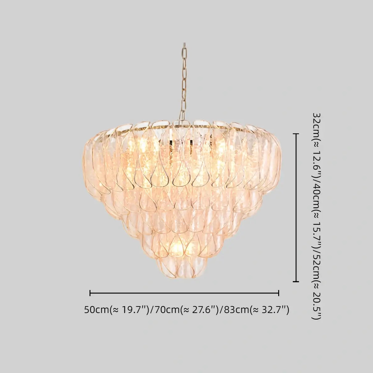 Excelis Luxury Chandelier --Textured Glass & Metal for Living Room
