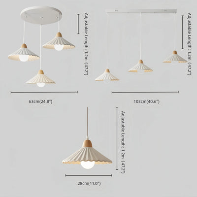 Moderne Pendelleuchte Crema aus Holz und Glas – Brauner konischer Schirm für das Esszimmer