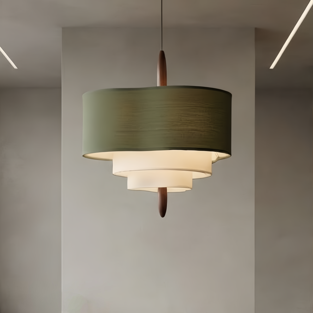 Zenno Moderne Stoff-Pendelleuchte – Weiß oder Grün für das Esszimmer
