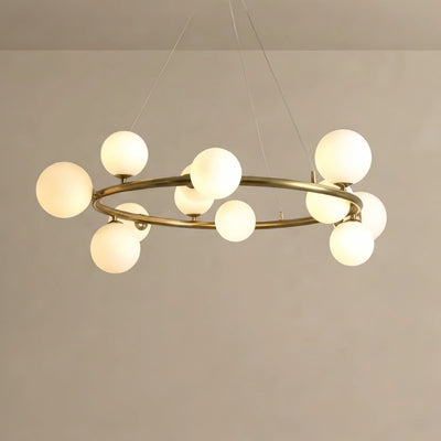 Nebula Art Deco Gold Chandelier - Metal Frame with Bubble Design for Living Room