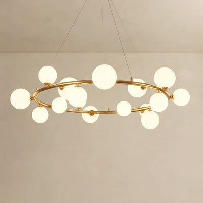 Nebula Art Deco Gold Chandelier - Metal Frame with Bubble Design for Living Room