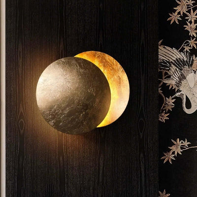 Lunara Nordic Moon LED-Wandleuchte – Metall Gold/Rotkupfer für Schlafzimmer
