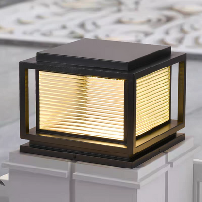 Arcato Moderne LED-Außensäulenleuchten – Schwarzes Metall/Glas, Solar, rechteckig, Garten
