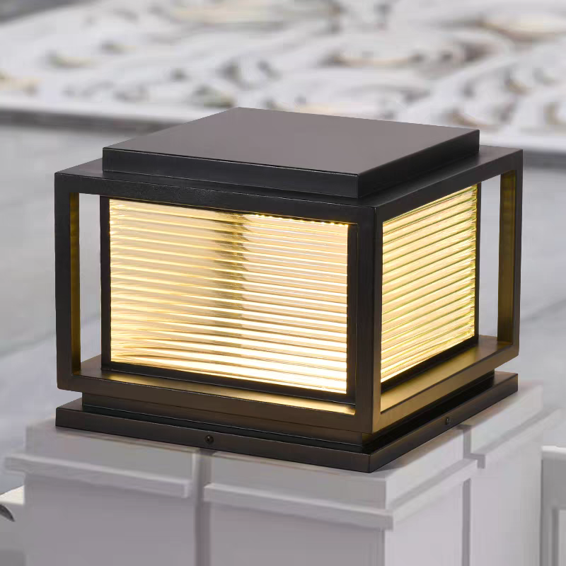 Arcato Moderne LED-Außensäulenleuchten – Schwarzes Metall/Glas, Solar, rechteckig, Garten