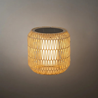 Zenno Landhaus-Außenleuchte - Laterne aus Holz und Metall/Rattan