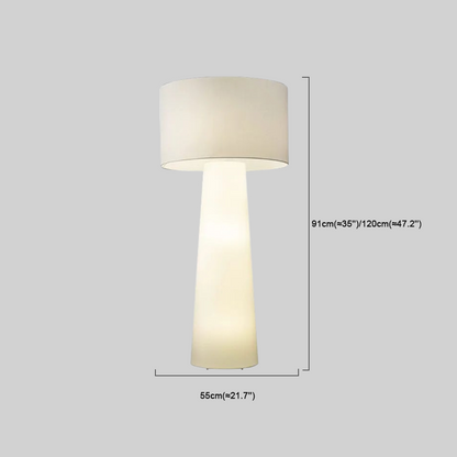 Lunara Minimalistische zylindrische Stehlampe – Weißes Metall &amp; Stoff für das Wohnzimmer