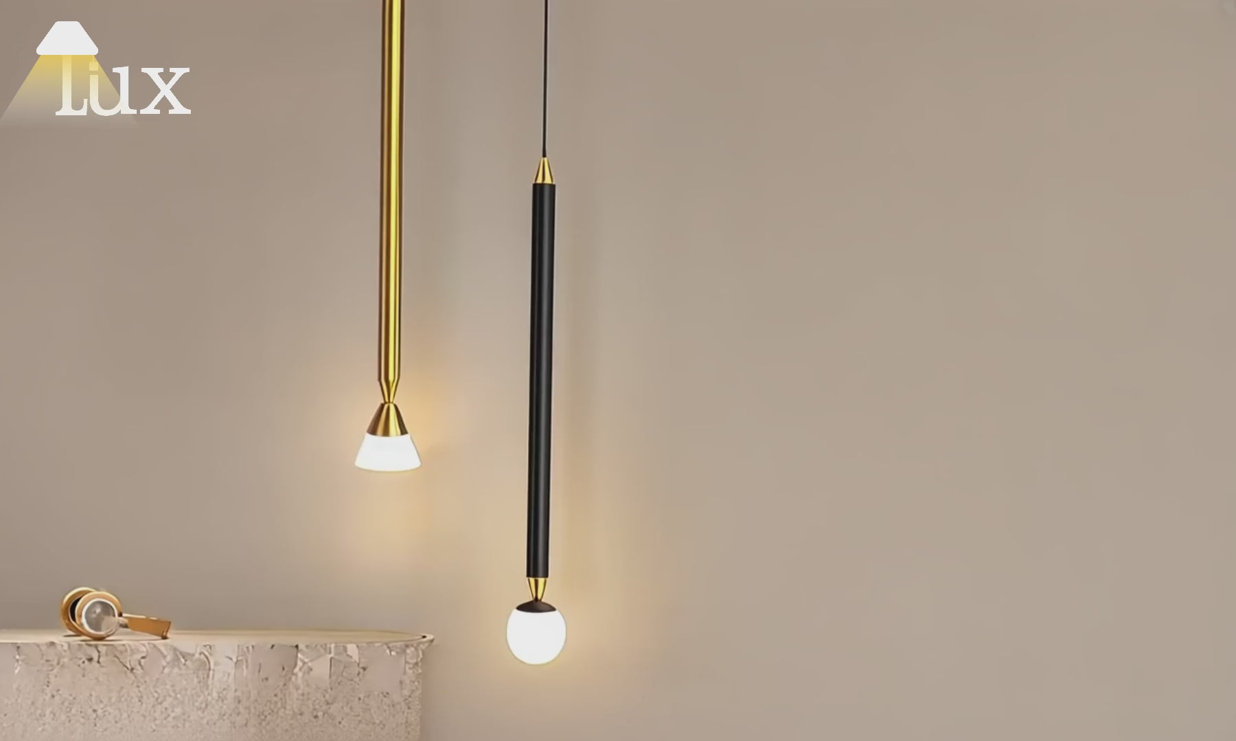 Arcato Moderne Metall-Pendelleuchte - Linear Schwarz/Gold Schlafzimmer