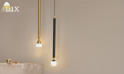 Arcato Moderne Metall-Pendelleuchte - Linear Schwarz/Gold Schlafzimmer