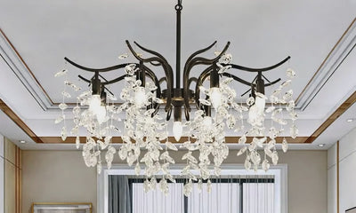 Excelis Royal Kristalllüster – Luxuriöses Schwarz/Gold-Finish für Wohn-/Esszimmer