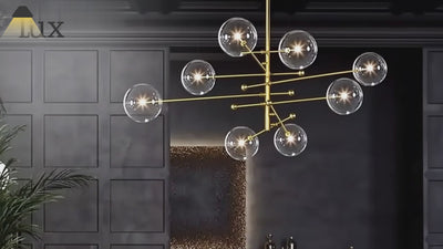 Nebula Royal Branch Glas-Kronleuchter – Luxuriöser Kronleuchter aus schwarzem/goldenem Metall für das Esszimmer