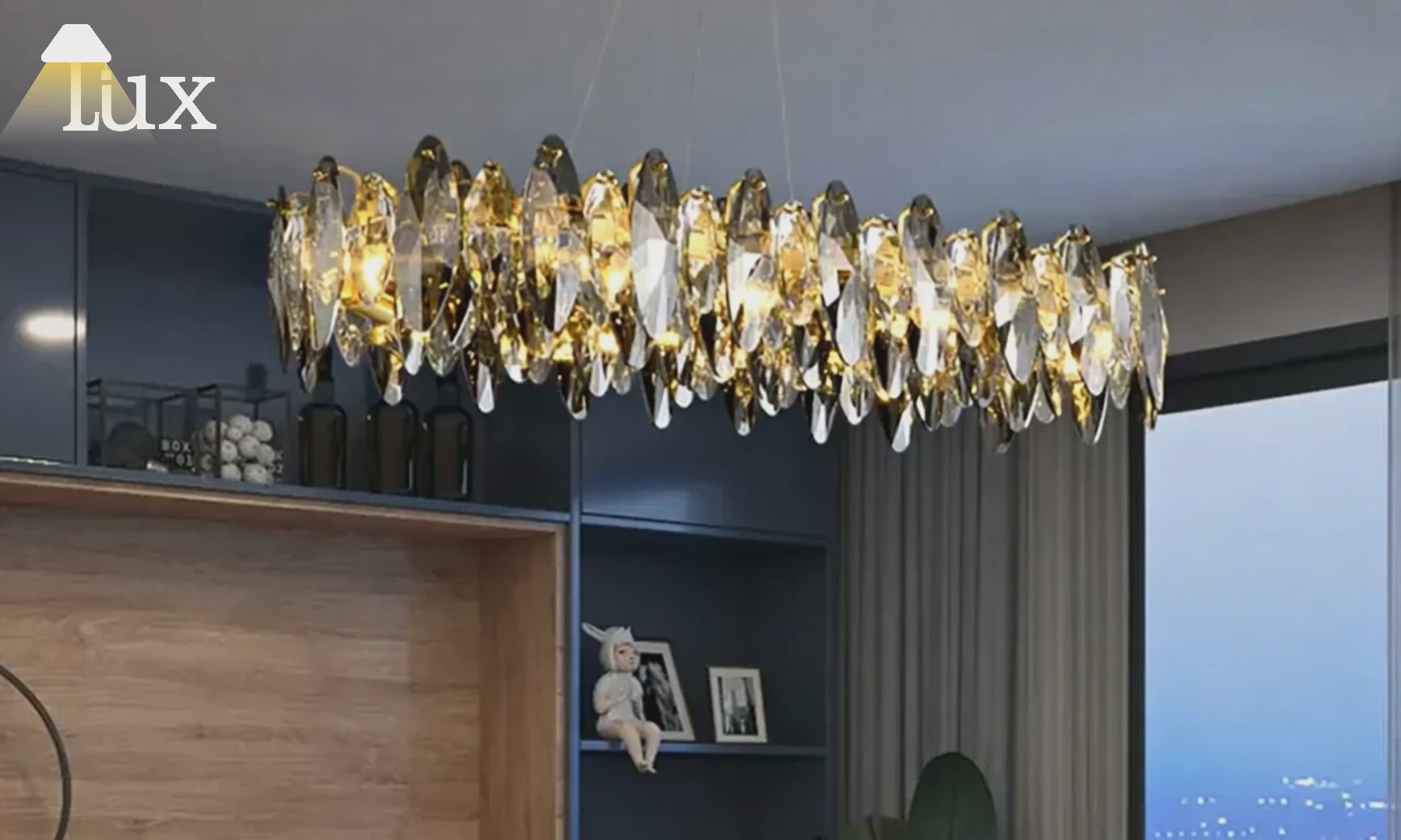 Excelis Luxus-Kristalllüster – Goldfarbenes Metall für Schlaf-/Esszimmer