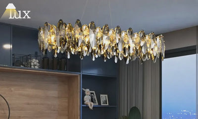 Excelis Luxus-Kristalllüster – Goldfarbenes Metall für Schlaf-/Esszimmer