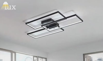Arcato Moderne, dimmbare Deckenleuchte - Schwarz/Gold, rechteckig, für Schlafzimmer/Wohnzimmer