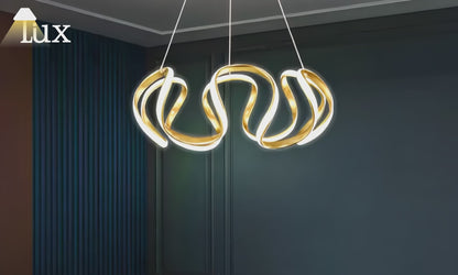 Excelis Moderne Wellen-Pendelleuchte - Grau/Kaffee/Gold für Esszimmer