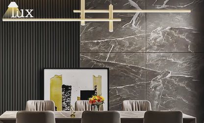 Arcato Moderne lineare Pendelleuchte – Schwarz/Gold Metall für die Küche