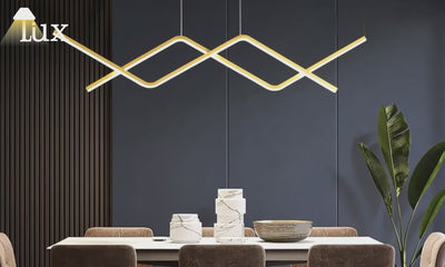 Arcato Minimalistische Metall-Pendelleuchte – Schwarz/Gold, Doppelkurve für Esszimmer