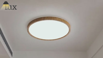 Zenno Moderne runde dimmbare Deckenleuchte – Holz/Acryl für das Wohnzimmer