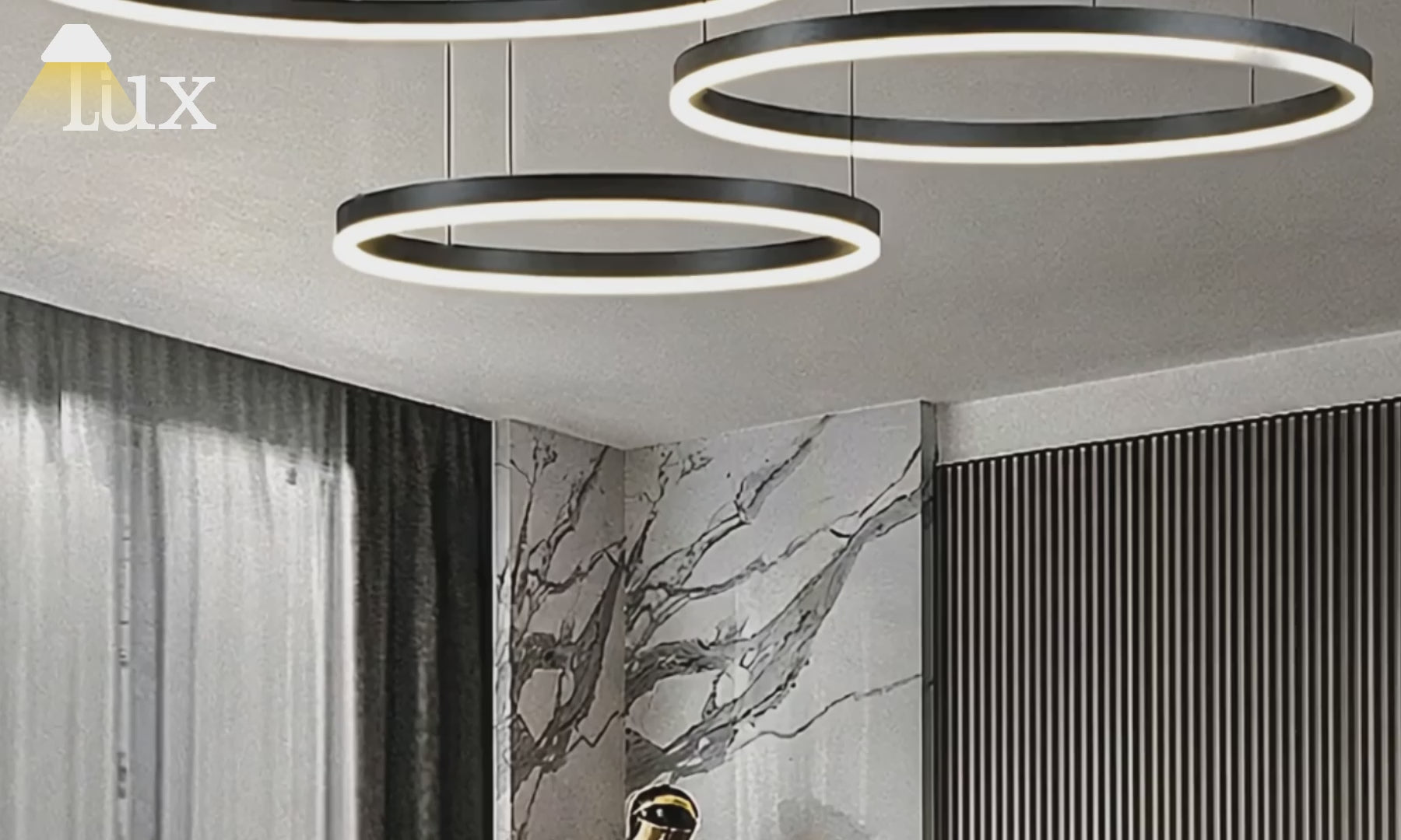 Moderne Metall-Pendelleuchte Excelis – Schwarz/Gold/Kaffee für das Wohnzimmer