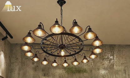 Industrial Ring Chandelier - Black Metal