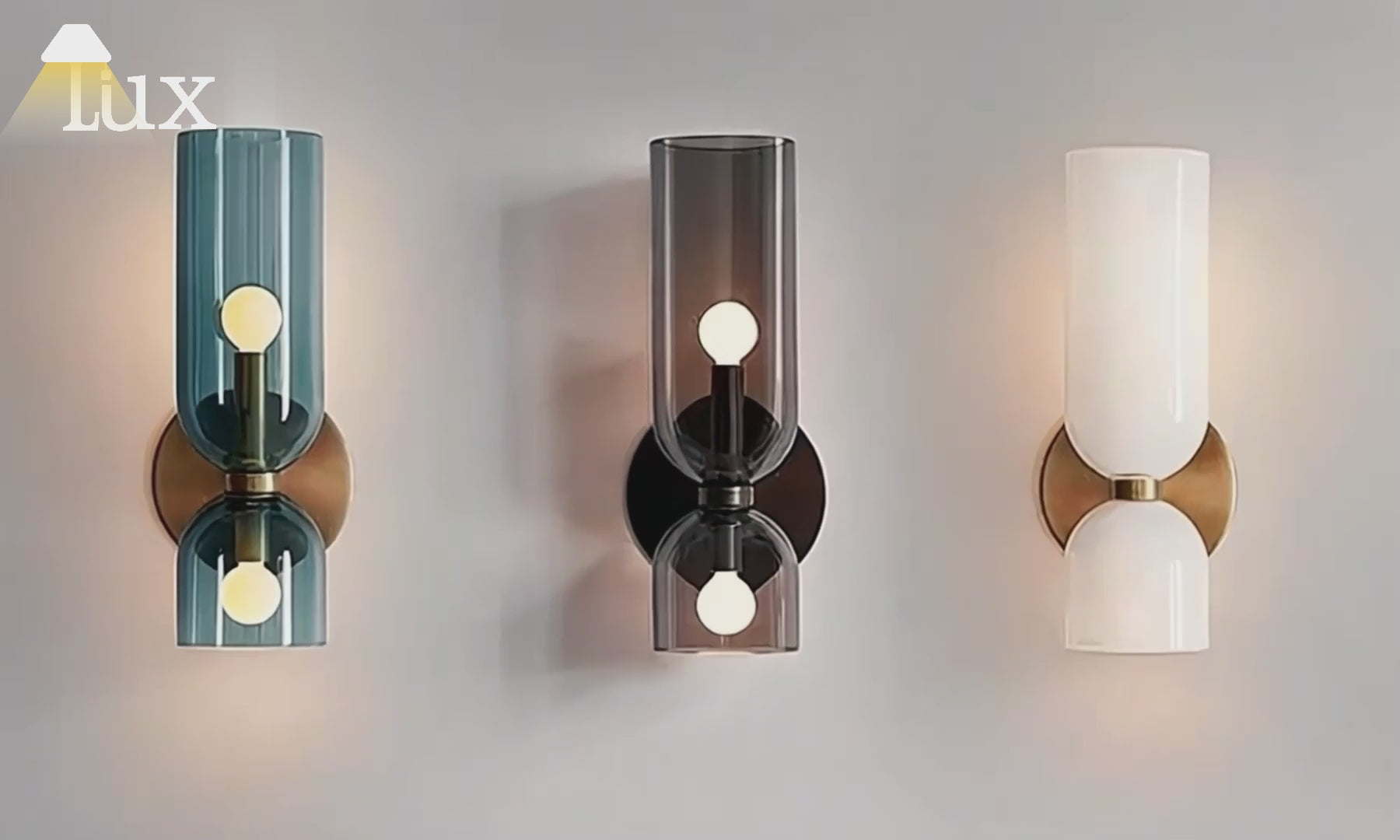 Vetro Moderne Glaswandleuchte – Weiß/Blau/Grau, zylindrischer Doppelkopf für Schlafzimmer