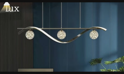 Moderne Pendelleuchte Nebula – Schwarz/Gold, Metall/Glas für das Esszimmer