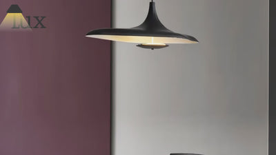 Moderne Pendelleuchte mit Schirm – Weiß/Schwarz, Kunstharz/Metall, Wohn-/Esszimmer
