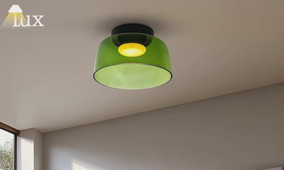 Vetro Moderne Glas-Deckenleuchte – Grün/Orangefarbenes Schalendesign für den Flur