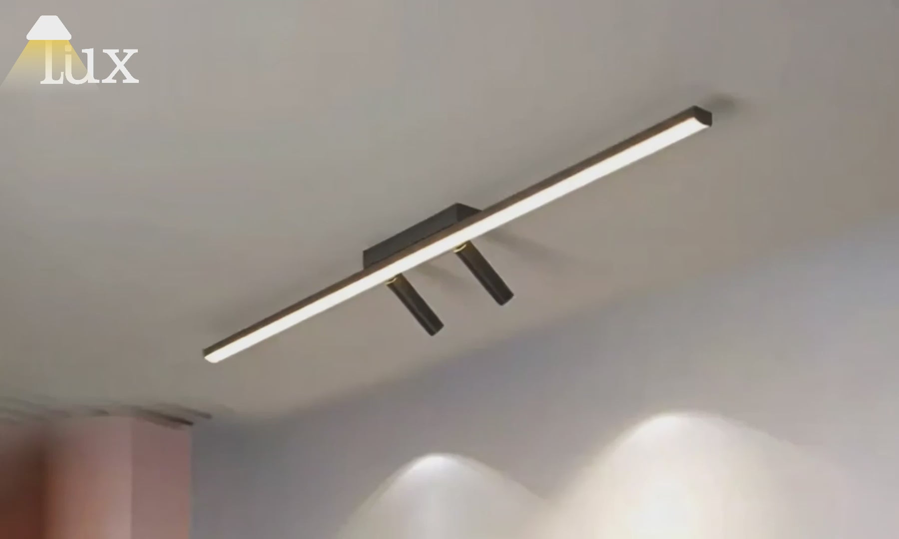 Arcato Minimalistische lineare Deckenleuchte – Schwarze Metallleuchte für Wohn-/Schlafzimmer