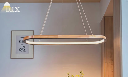 Zenno Minimalistische Pendelleuchte aus Holz – Ovales LED-Design für Wohn-/Esszimmer