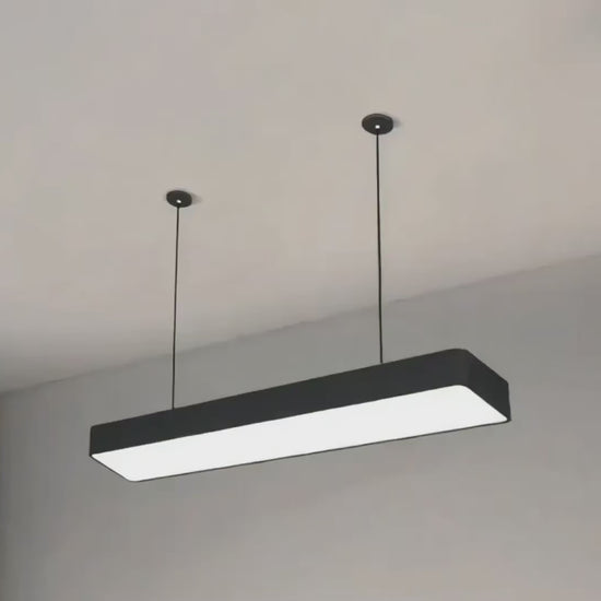 Arcato Minimalist Black Pendant Light – Rectangular Acrylic Lamp for Study/Dining Room