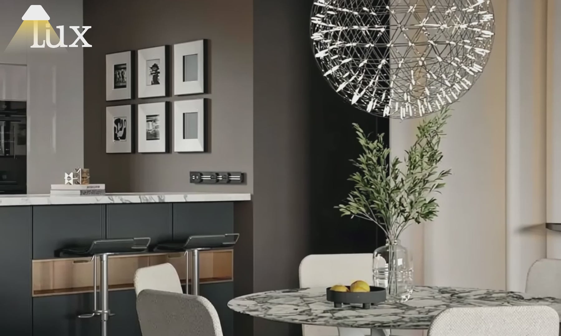 Irondale Industrielle Globus-Pendelleuchte - Chrom/Gold-Metall für das Wohnzimmer