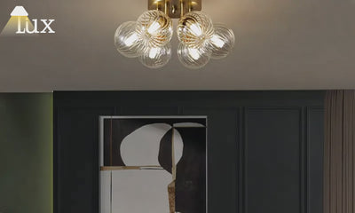 Vetro Moderne Deckenleuchte - Goldfarbenes Metall/Glas für das Esszimmer