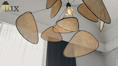 Zenno Art-Deco-Kronleuchter aus Rattan – Geometrischer Metallrahmen für das Esszimmer