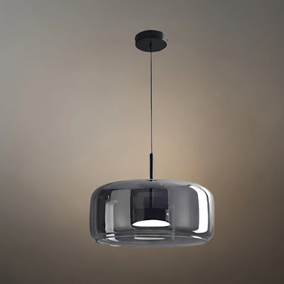 Vetro Moderne mundgeblasene Pendelleuchte – Rauchglas- und Metallakzent für Kücheninsel