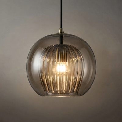 Vetro Nordic Globe Pendelleuchte – Klares oder bernsteinfarbenes Glas fürs Schlafzimmer