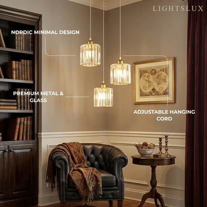 Vetro Nordic LED Pendant Light-Metal/Glass Black/Gold for Dining Room/Living Room
